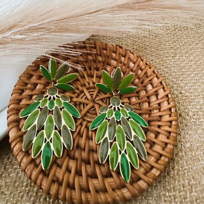 Boucles d'oreilles pendantes Iris vert